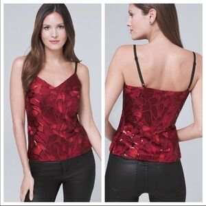 WHBM Red Sequin Embroidered Camisole Top Sz XS NWT